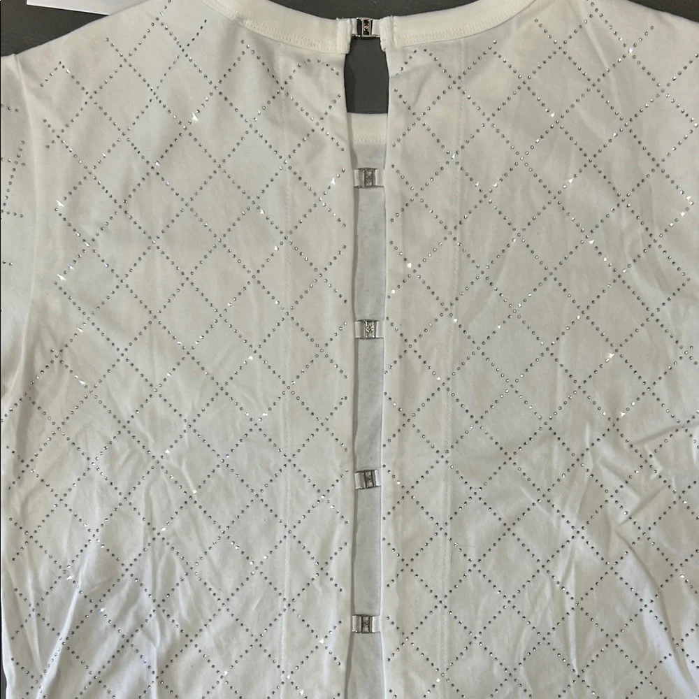 CHANEL White Rhinestone Diamond Pattern Top, size 38/8. NWT. LUXURY - Picture 8 of 10